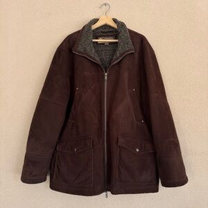 Columbia Brown Faux Suede Fleece lined Outerwear Coat Jacket Sz L